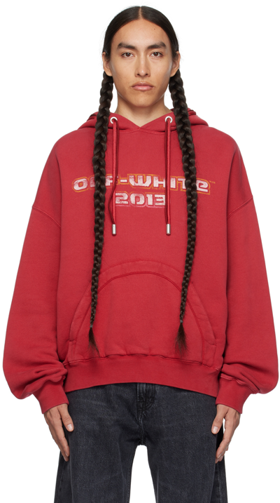 Off-white Red Digit Bacchus Hoodie In Rio Red Mul