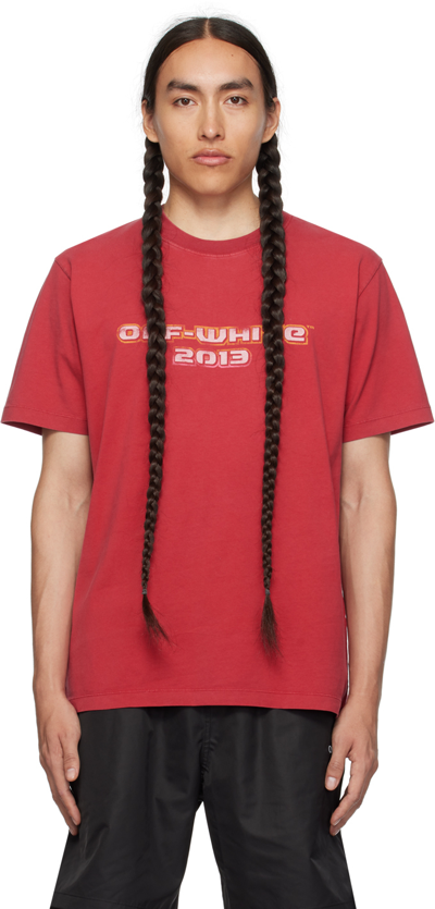 Off-white Digit Baccus Logo-print Cotton-jersey T-shirt In Rio Red Mult