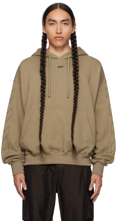 Off-white Off White Off Stitch Skate Hoodie In Beige