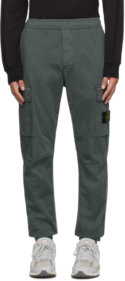 Stone Island Gray Drawstring Cargo Pants In V0062 Lead Grey