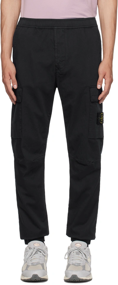 Stone Island Navy Drawstring Cargo Trousers In Blue