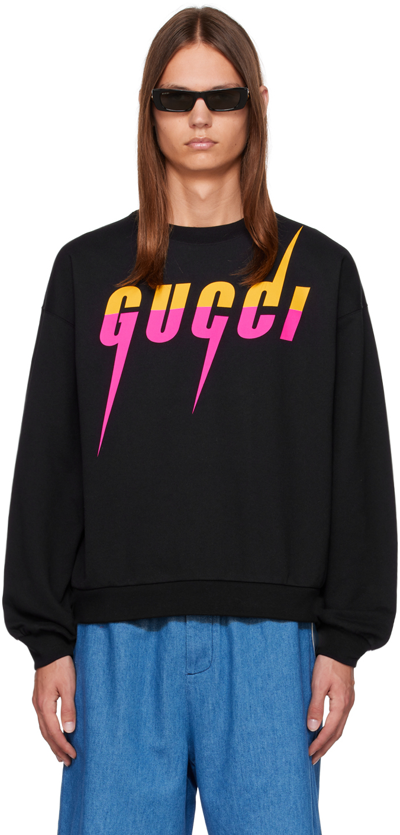 Gucci Logo Graphic Printed Crewneck Sweatshirt In 1152 Black/mc