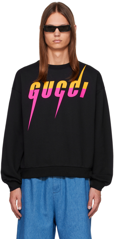 Gucci Logo Graphic Printed Crewneck Sweatshirt In 1152 Black mc ModeSens