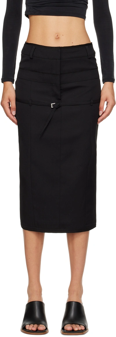 Jacquemus Black Le Chouchou 'la Jupe Caraco' Midi Skirt In 990 Black