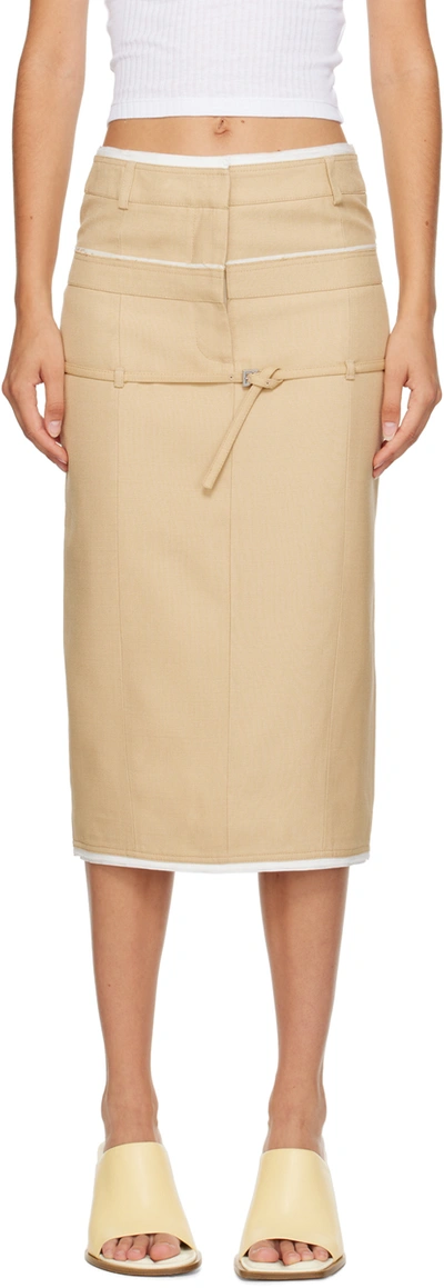 Jacquemus La Jupe Caraco Midi Skirt In Neutrals