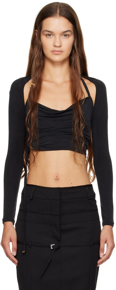 Jacquemus Le Haut Peplo Jersey Top In Black