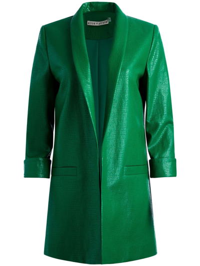 Alice And Olivia Kylie Faux-leather Blazer In Green