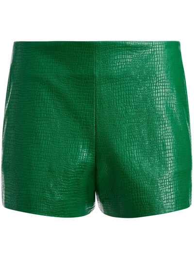 Alice And Olivia Women's Briallen Snake-embossed Vegan Leather Shorts In Deep Sage