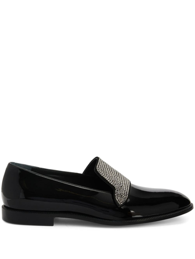 Giuseppe Zanotti Eflamm Crystal-embellished Loafers In Black