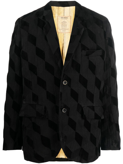 Uma Wang Argyle-check Pattern Blazer In Black