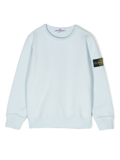 Stone Island Junior Kids' Compass-motif Cotton Sweatshirt In Blue