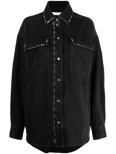 Iro Stud-embellished Denim Jacket In Black