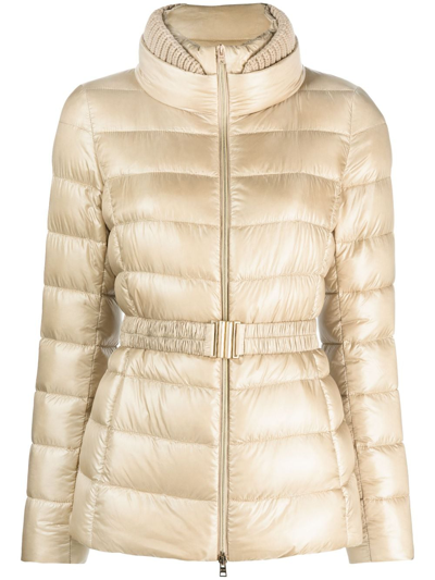 Herno High-neck Padded Jacket In Beige