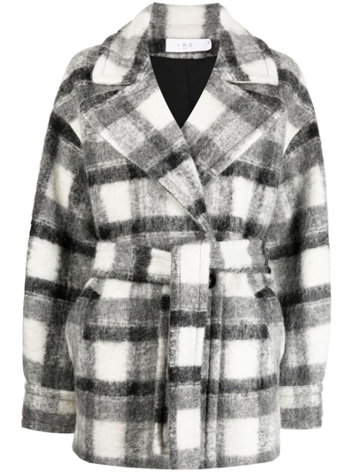 Iro Pamae Checked Belted Coat In Grey