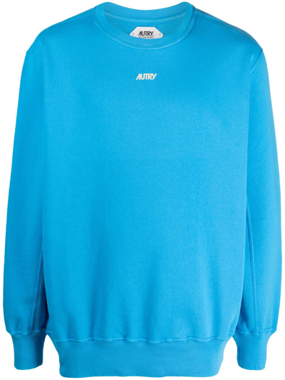 Autry Logo-flocked Cotton Sweatshirt In Blue