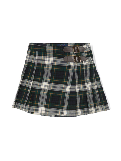 Ralph Lauren Kids' Plaid Pleated Cotton Skirt In Multi