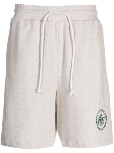 Izzue Logo-embroidered Cotton Shorts In Grey