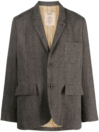 Uma Wang Herringbone-pattern Single-breasted Blazer In Neutrals