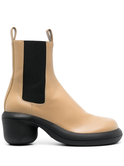 Jil Sander 40mm Leather Ankle Boots In Camel