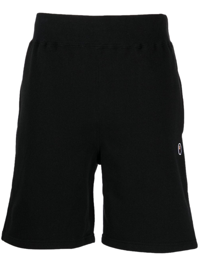 A Bathing Ape Ape Head One Point Cotton Shorts In Black