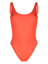 SPORTY AND RICH LOGO-PRINT OPEN-BACK SWIMSUIT