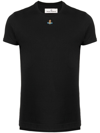 Vivienne Westwood Orb Logo-embroidered Stretch-cotton T-shirt In Black