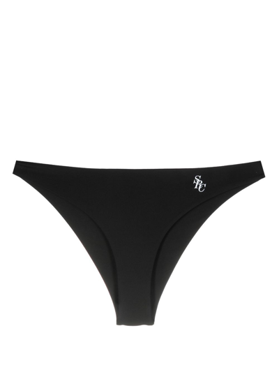 Sporty And Rich Logo-print Bikini Bottoms In Black