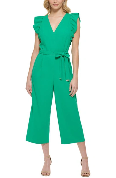 Tommy Hilfiger Petite Ruffle-sleeve Jumpsuit In Parakeet