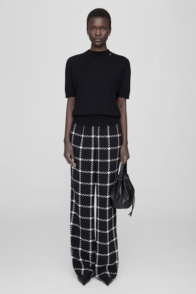 Anine Bing Owen Pant In Black And White Plaid