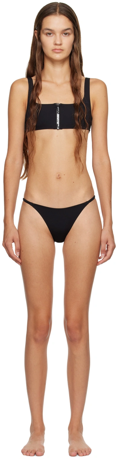 Off-white Zipped Logo-print Bikini In Nero