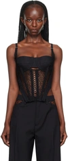 DION LEE BLACK LACE-UP CORSET TANK TOP