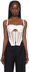 DION LEE WHITE LACE-UP CORSET TANK TOP