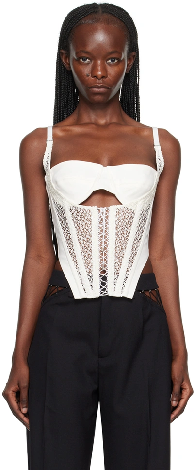 Dion Lee White Lace-up Corset Tank Top In Ivory