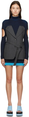 Andersson Bell Navy & Gray Lera Minidress In Charcoal