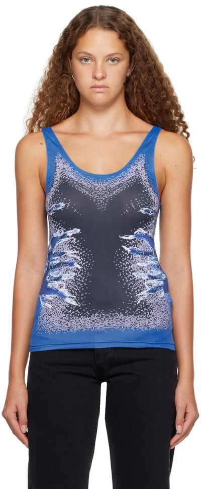 Y/project Whisker-print Knitted Tank Top In Blue