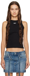 Off-white Off Stamp Rib Round Tank Top In Black White