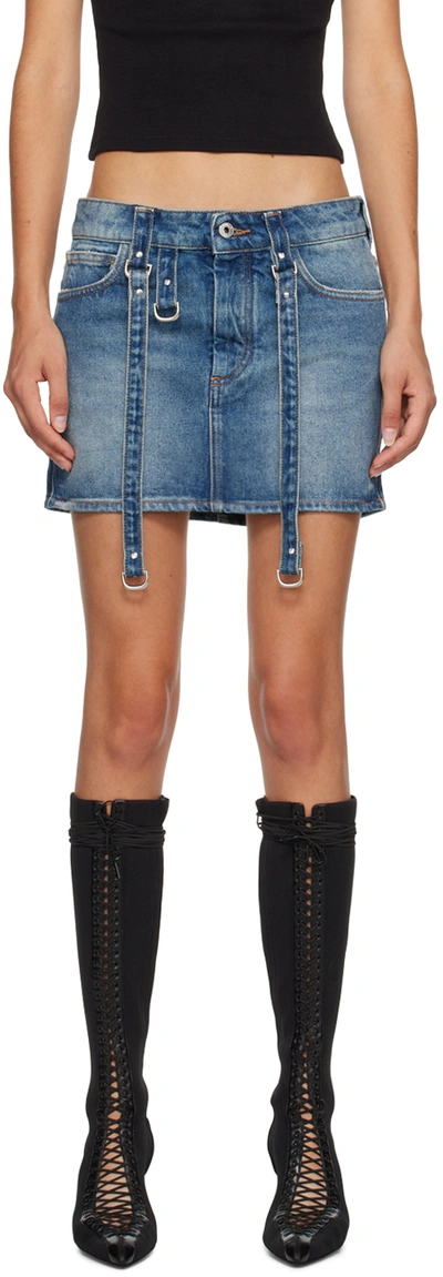 OFF-WHITE BLUE FADED DENIM MINISKIRT