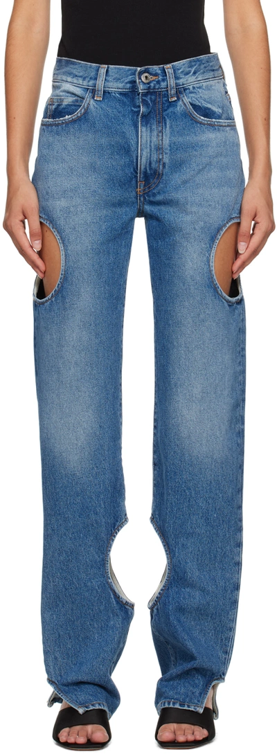 Off-white Meteor Hole-detail Jeans In Blue