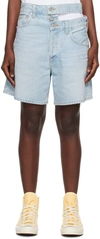 Agolde Cut-out Waistband Denim Shorts In Attempt (pale Vint I