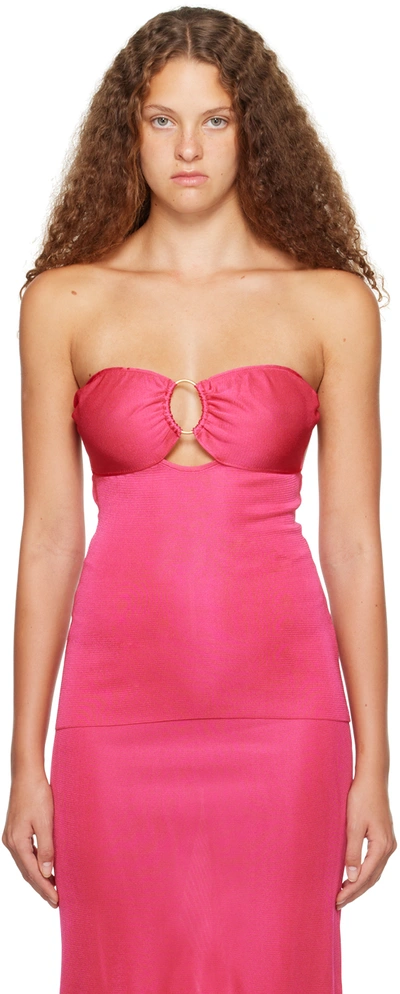 Tom Ford Pink Strapless Tank Top In Dp645 Bright Rose