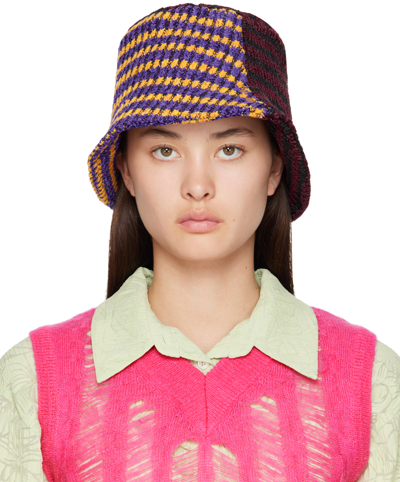 Andersson Bell Burgundy & Purple Contrast Knit Bucket Hat In Purple/burgundy Purb