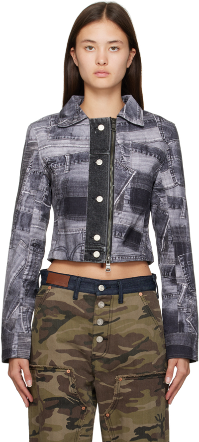 Andersson Bell Gray Printed Denim Jacket In Black