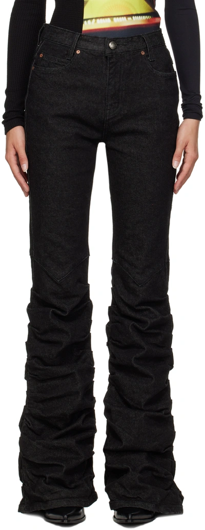 Andersson Bell Black Martina Western Jeans In Matt Black