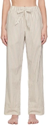 TEKLA WHITE & BROWN STRIPED PYJAMA PANTS