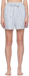 Tekla White & Blue Drawstring Pyjama Shorts In Placid Blue