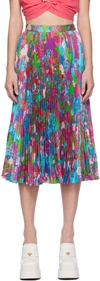 Versace Murakami Print Twill Pleated Midi Skirt In 5v020/light Blue