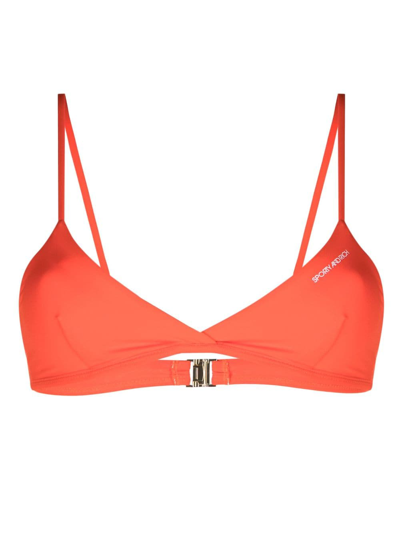 Sporty And Rich Logo-print Bikini Top In Orange