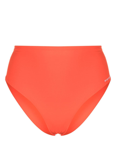 Sporty And Rich Logo-print Bikini Bottoms In Orange