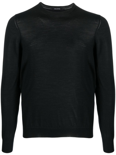 Tagliatore Long-sleeve Fine-knit Jumper In Black