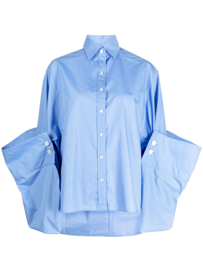 Kolor Layered-sleeve Button-up Shirt In Blue